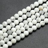 Frosted Howlite Round Bead Strands, 8mm, Hole: 1mm, about 45~47pcs/strand, 14.9~15.6 inch, 5Strand/Set