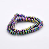 Grade AAA Non-magnetic Synthetic Hematite Rondelle Beads Strands, Multi-color Plated, 6x2.5mm, Hole: 1mm, about 89pcs/strand, 9.8 inch