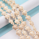 Dyed Synthetic Turquoise Beads Strands, Sea Turtle, Floral White, 17~18x14x6~8mm, Hole: 1mm, about 23pcs/strand, 15 inch, 10Strand/Set