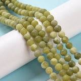 Round Frosted Natural TaiWan Jade Bead Strands, 6mm, Hole: 1mm, about 62pcs/strand, 15.5 inch, 5Strands/Set