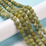 Round Frosted Natural TaiWan Jade Bead Strands, 8mm, Hole: 1mm, about 46pcs/strand, 15 inch, 5Strand/Set