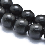 Natural Shungite Beads Strands, Round, 6~6.5mm, Hole: 0.6mm, about 61pcs/Strand, 15.35 inch(39cm), 2Strand/Set