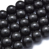 Natural Shungite Beads Strands, Round, 6~6.5mm, Hole: 0.6mm, about 61pcs/Strand, 15.35 inch(39cm), 2Strand/Set