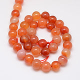 Natural Carnelian Beads Strands, Round, Grade A, 10mm, Hole: 1mm, about 38pcs/strand, 15 inch, 5Strand/Set