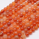 Natural Carnelian Beads Strands, Round, Grade A, 10mm, Hole: 1mm, about 38pcs/strand, 15 inch, 5Strand/Set