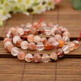 Natural Hematoid Quartz/Fire Quartz Round Beads Strands, Ferruginous Quartz, 8mm, Hole: 1mm, about 48pcs/strand, 14.9 inch