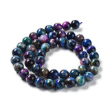 Natural Rainbow Tiger Eye Beads Strands, Dyed, Round, Medium Blue, 8mm, Hole: 1.2mm, about 63pcs/strand, 15.59''(39.6cm), 2Strand/Set