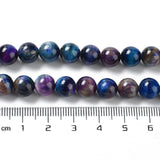 Natural Rainbow Tiger Eye Beads Strands, Dyed, Round, Medium Blue, 8mm, Hole: 1.2mm, about 63pcs/strand, 15.59''(39.6cm), 2Strand/Set