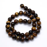 Natural Grade AB Tiger Eye Round Beads Strands, 6mm, Hole: 1mm, about 59~63pcs/strand, 15.5 inch, 10Strand/Set