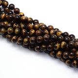 Natural Grade AB Tiger Eye Round Beads Strands, 6mm, Hole: 1mm, about 59~63pcs/strand, 15.5 inch, 10Strand/Set