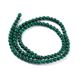 Natural Malachite Bead Strands, Round, 4mm, Hole: 1mm, about 90pcs/strand, 15.83 inch(40.2cm), 2Strand/Set