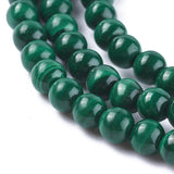 Natural Malachite Bead Strands, Round, 4mm, Hole: 1mm, about 90pcs/strand, 15.83 inch(40.2cm), 2Strand/Set