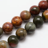 Natural Polychrome Jasper/Picasso Stone/Picasso Jasper Bead Strands, Round, 6mm, Hole: 1mm, about 31pcs/strand, 7.7 inch, 4Strand/Set