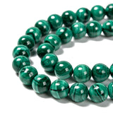 Natural Malachite Beads Strands, Round, 6mm, Hole: 1mm, about 63pcs/strand, 15.7 inch(40cm)
