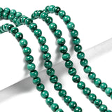 Natural Malachite Beads Strands, Round, 6mm, Hole: 1mm, about 63pcs/strand, 15.7 inch(40cm)