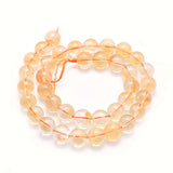 Natural Citrine Beads Strands, Round, 6mm, Hole: 1mm, about 63pcs/strand, 15.5 inch(39.5cm), 2Strand/Set