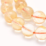 Natural Citrine Beads Strands, Round, 6mm, Hole: 1mm, about 63pcs/strand, 15.5 inch(39.5cm), 2Strand/Set