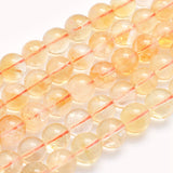 Natural Citrine Beads Strands, Round, 6mm, Hole: 1mm, about 63pcs/strand, 15.5 inch(39.5cm), 2Strand/Set