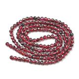 Natural Garnet Beads Strands, Round, Faceted, 2mm, Hole: 0.4mm, about 192pcs/Strand, 15.16 inch(38.5cm), 5Strand/Set