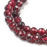 Natural Garnet Beads Strands, Round, Faceted, 2mm, Hole: 0.4mm, about 192pcs/Strand, 15.16 inch(38.5cm), 5Strand/Set