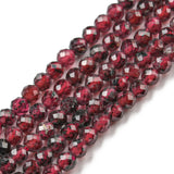 Natural Garnet Beads Strands, Round, Faceted, 2mm, Hole: 0.4mm, about 192pcs/Strand, 15.16 inch(38.5cm), 5Strand/Set