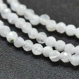 Natural Rainbow Moonstone Beads Strands, Round, Faceted, 2mm, Hole: 0.4mm, about 192pcs/Strand, 15.16 inch(38.5cm), 5Strand/Set