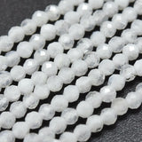 Natural Rainbow Moonstone Beads Strands, Round, Faceted, 2mm, Hole: 0.4mm, about 192pcs/Strand, 15.16 inch(38.5cm), 5Strand/Set