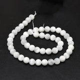 Natural Selenite Beads Strands, Round, 8~8.5mm, Hole: 1mm, about 46~49pcs/strand, 15.55 inch(39.5cm)