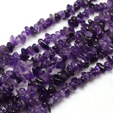 Natural Amethyst Chips Beads Strands, 8~14x4~8x3~6mm, Hole: 1mm, about 15~16 inch, 10Strand/Set