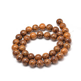 Natural Elephant Skin Jasper/Miriam Stone/Calligraphy Stone Bead Strands, Round, 8mm, Hole: 1mm, about 44pcs/strand, 15 inch, 5Strand/Set