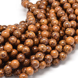 Natural Elephant Skin Jasper/Miriam Stone/Calligraphy Stone Bead Strands, Round, 8mm, Hole: 1mm, about 44pcs/strand, 15 inch, 5Strand/Set