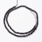 Natural Black Spinel Bead Strands, Faceted, Round, 4mm, Hole: 1mm, about 94pcs/strand, 15 inch, 2Strand/Set