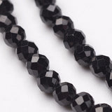 Natural Black Spinel Bead Strands, Faceted, Round, 4mm, Hole: 1mm, about 94pcs/strand, 15 inch, 2Strand/Set