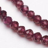 Natural Garnet Bead Strands, Grade AA, Faceted, Round, 4mm, Hole: 1mm, about 93pcs/strand, 15.5 inch, 2Strand/Set