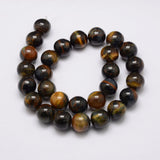 Natural Tiger Eye Bead Strands, Grade AB, Round, 8mm, Hole: 1.2mm, about 49pcs/strand, 14.9 inch~15.5 inch, 5Strand/Set