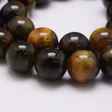 Natural Tiger Eye Bead Strands, Grade AB, Round, 8mm, Hole: 1.2mm, about 49pcs/strand, 14.9 inch~15.5 inch, 5Strand/Set
