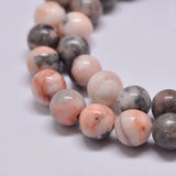 Natural Pink Zebra Jasper Beads Strands, Round, 6mm, Hole: 1mm, about 61pcs/strand, 15.2 inch, 5Strand/Set