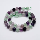 Natural Rainbow Fluorite Bead Strands, Round, 6mm, Hole: 1mm, about 61pcs/strand, 15 inch, 3Strand/Set