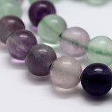 Natural Rainbow Fluorite Bead Strands, Round, 6mm, Hole: 1mm, about 61pcs/strand, 15 inch, 3Strand/Set