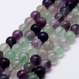 Natural Rainbow Fluorite Bead Strands, Round, 6mm, Hole: 1mm, about 61pcs/strand, 15 inch, 3Strand/Set