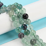 Natural Rainbow Fluorite Bead Strands, Round, 8mm, Hole: 1mm, about 48pcs/strand, 15 inch, 3Strand/Set