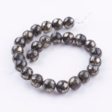 Natural Pyrite Beads Strands, Round, 8mm, Hole: 1mm, about 25pcs/strand, 8 inch