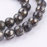 Natural Pyrite Beads Strands, Round, 8mm, Hole: 1mm, about 25pcs/strand, 8 inch