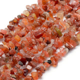 Natural Carnelian Beads Strands, Dyed & Heated, Chip, 5~8mm, Hole: 1mm, about 33 inch(84cm), 5Strand/Set