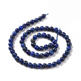 Natural Lapis Lazuli Beads Strands, Round, 6mm, Hole: 1mm, about 59~61cs/strand, 15 inch(38cm), 3Strand/Set