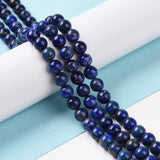 Natural Lapis Lazuli Beads Strands, Round, 6mm, Hole: 1mm, about 59~61cs/strand, 15 inch(38cm), 3Strand/Set