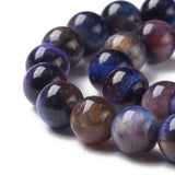 Natural Galaxy Tiger Eye Beads Strands, Round, Dyed & Heated, Midnight Blue, 8mm, Hole: 1mm, about 49pcs/strand, 15.75''(40cm), 2Strand/Set