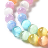 Natural Selenite Beads Strands, Grade A, Dyed, Round, Mixed Color, 8.5mm, Hole: 0.8mm, about 46pcs/strand, 15.35''(39cm), 2Strand/Set