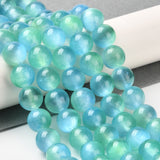 Natural Selenite Beads Strands, Grade A, Dyed, Round, Cyan, 8mm, Hole: 0.8mm, about 51~52pcs/strand, 15.16~15.35''(38.5~39cm), 2Strand/Set