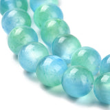 Natural Selenite Beads Strands, Grade A, Dyed, Round, Cyan, 8mm, Hole: 0.8mm, about 51~52pcs/strand, 15.16~15.35''(38.5~39cm), 2Strand/Set